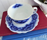 Antique Flow Blue Transferware Cup And Saucer 1880s Booths Alaska England