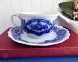 Antique Flow Blue Transferware Cup And Saucer 1880s Booths Alaska England