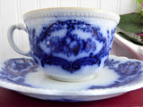 Antique Flow Blue Transferware Cup And Saucer 1880s Booths Alaska England