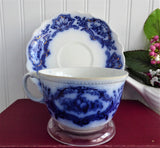 Antique Flow Blue Transferware Cup And Saucer 1880s Booths Alaska England