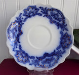 Antique Flow Blue Transferware Cup And Saucer 1880s Booths Alaska England