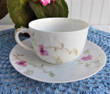 Haviland Limoges Cup And Saucer Antique French 1880s Schleiger 54 Pink Floral