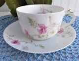 Haviland Limoges Cup And Saucer Antique French 1880s Schleiger 54 Pink Floral