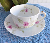 Haviland Limoges Cup And Saucer Antique French 1880s Schleiger 54 Pink Floral