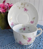 Haviland Limoges Cup And Saucer Antique French 1880s Schleiger 54 Pink Floral