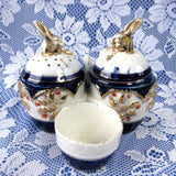 Bunny Rabbit Antique Staffordshire Condiment Set Imari 5 Pieces 1880s