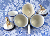 Bunny Rabbit Antique Staffordshire Condiment Set Imari 5 Pieces 1880s