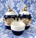 Bunny Rabbit Antique Staffordshire Condiment Set Imari 5 Pieces 1880s