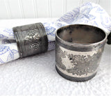 Victorian Napkin Rings Two Meridan Silver Plate Engaved Floral 1880-1890s