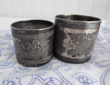 Victorian Napkin Rings Two Meridan Silver Plate Engaved Floral 1880-1890s