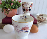 Imari Double Eggcup Pair Fresian Booths England 1880s Hand Colored Transferware