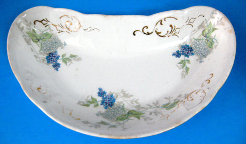 Crescent Transferware Bone Dish Victorian Lilacs 1890s Ironstone Side Dish