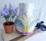 Aesthetic Movement Jug Pitcher English Mid Victorian Floral Hand Painted 1880s