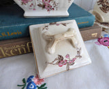 Brown Transferware Sucrier Sugar Box Tea Caddy Roses 1880s Canister Jar USA Burroughs