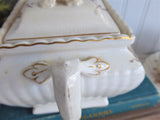 Brown Transferware Sucrier Sugar Box Tea Caddy Roses 1880s Canister Jar USA Burroughs