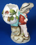 Toothpick Holder Boy With Eggshell Match Holder Hand Painted 1890s Small Vase