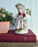 Toothpick Holder Boy With Eggshell Match Holder Hand Painted 1890s Small Vase