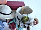 Toothpick Holder Boy With Eggshell Match Holder Hand Painted 1890s Small Vase