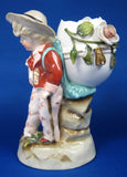 Toothpick Holder Boy With Eggshell Match Holder Hand Painted 1890s Small Vase