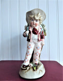 Toothpick Holder Boy With Eggshell Match Holder Hand Painted 1890s Small Vase
