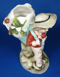 Toothpick Holder Boy With Eggshell Match Holder Hand Painted 1890s Small Vase