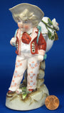 Toothpick Holder Boy With Eggshell Match Holder Hand Painted 1890s Small Vase
