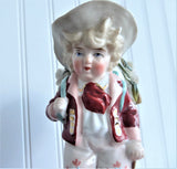Toothpick Holder Boy With Eggshell Match Holder Hand Painted 1890s Small Vase