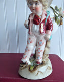 Toothpick Holder Boy With Eggshell Match Holder Hand Painted 1890s Small Vase