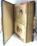 Victorian Photo Album Woman In Boat Celluloid Blue Velvet Back 1880s Cabinet Cards