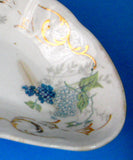 Crescent Bone Dish Victorian Lilacs Transferware USA 1880s Taylor Knowles Side Dish