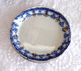 Butter Pat Chip English Flow Blue Gold Antique Teabag 1880s Teabag Caddy
