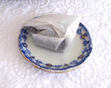 Butter Pat Chip English Flow Blue Gold Antique Teabag 1880s Teabag Caddy