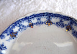 Butter Pat Chip English Flow Blue Gold Antique Teabag 1880s Teabag Caddy