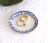 Butter Pat Chip English Flow Blue Gold Antique Teabag 1880s Teabag Caddy