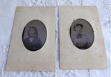 Victorian Tintypes 2 Women 1/8 Plate 1880s Embossed Mats Early Photography