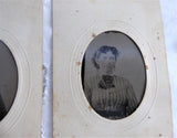 Victorian Tintypes 2 Women 1/8 Plate 1880s Embossed Mats Early Photography