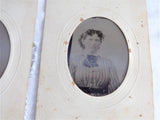 Victorian Tintypes 2 Women 1/8 Plate 1880s Embossed Mats Early Photography