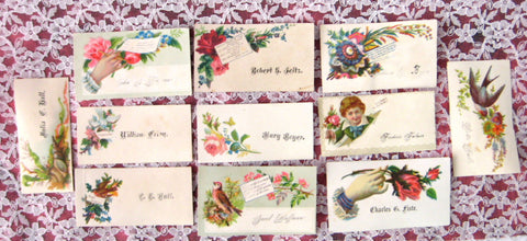 Victorian Original 11 Visiting Cards Calling Cards Boy Birds Hands Various Styles Lot 5