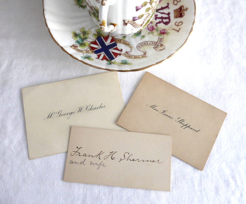 Victorian  Set Of 3 Calling Cards Visiting Cards Gift Cards 1890s Ephemera Teatime Decor
