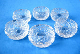 Set Edwardian Open Salts 6 Faceted Crystal Salt Cellars Waffle Button Diamond
