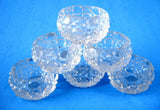 Set Edwardian Open Salts 6 Faceted Crystal Salt Cellars Waffle Button Diamond