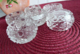 Set Edwardian Open Salts 6 Faceted Crystal Salt Cellars Waffle Button Diamond