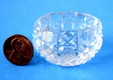 Set Edwardian Open Salts 6 Faceted Crystal Salt Cellars Waffle Button Diamond