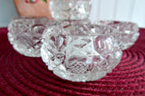 Set Edwardian Open Salts 6 Faceted Crystal Salt Cellars Waffle Button Diamond