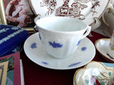 Grandmothers Blue Chelsea Cup And Saucer Adderleys Sprigged Ironstone 1890s