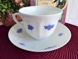 Grandmothers Blue Chelsea Cup And Saucer Adderleys Sprigged Ironstone 1890s