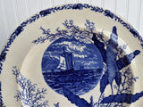 Aesthetic Movement Plate Flow Blue Ocean Scenes Blue Transferware 1890s Seashells 10.5