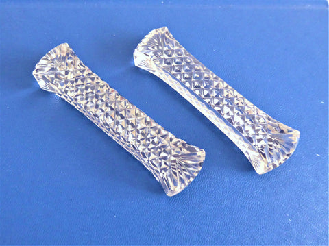 Czech Bohemia Lead Crystal Kniferest Pair Tapered Baton Faceted Waffle Beveled