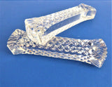 Czech Bohemia Lead Crystal Kniferest Pair Tapered Baton Faceted Waffle Beveled