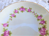 Pink Roses Butter Pat English Antique Butter Chip Teabag Caddy Wreath 1890s Ring Dish